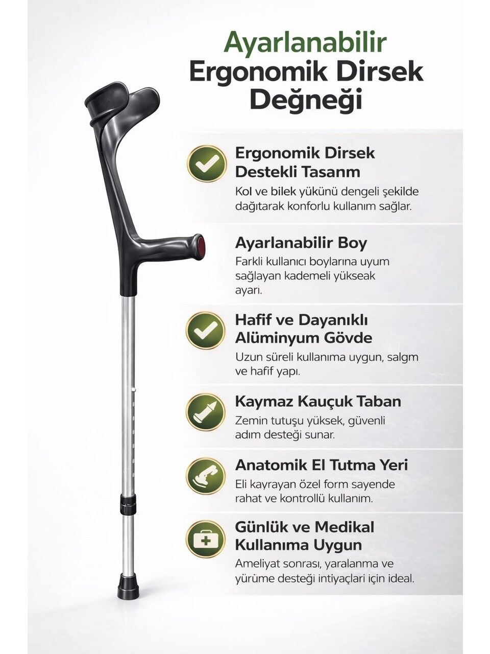 FixFlex Kanedyen Koltuk Değneği Eko (1 Çift)