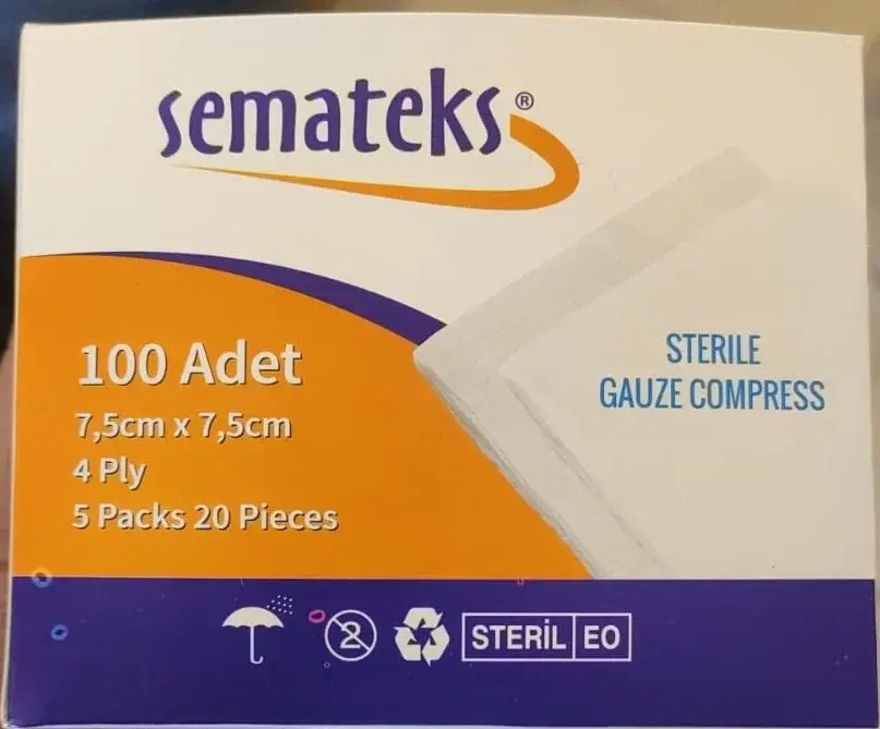 SEMATEKS GAZ KOMPRES 5 Lİ ZARFDA 100 LÜ STERİL