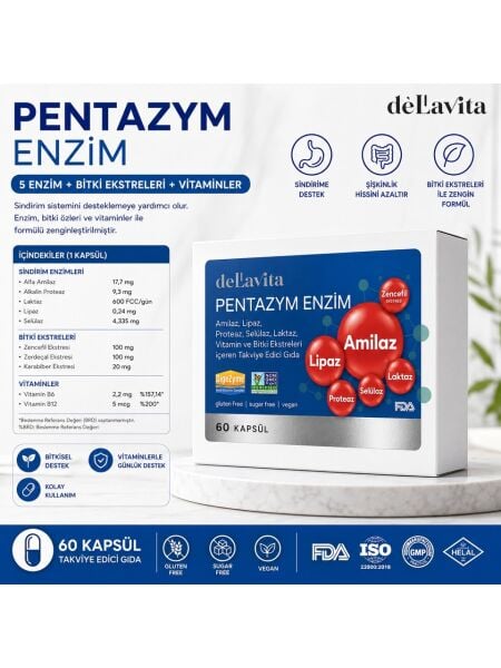 Dellavita Pentazym Enzim 60 Kapsül
