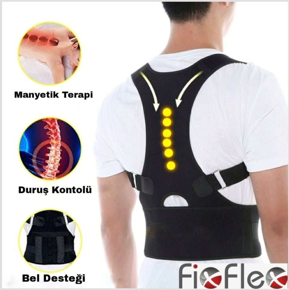 FixFlex Mıknatıslı Manyetik Kamburluk Önleyici Kemerli Dik Duruş Korsesi Standart