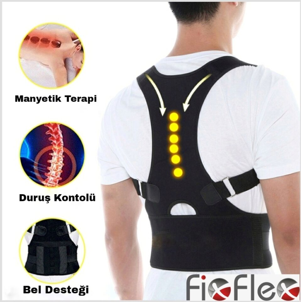 FIXFLEX MIKNATISLI MANYETIK KAMBURLUK ONLEYICI KEMERLI DIK DURUS KORSESI STANDART