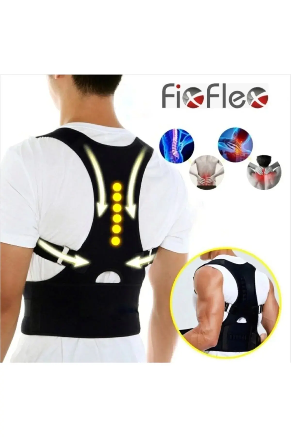 FixFlex Mıknatıslı Manyetik Kamburluk Önleyici Kemerli Dik Duruş Korsesi Standart