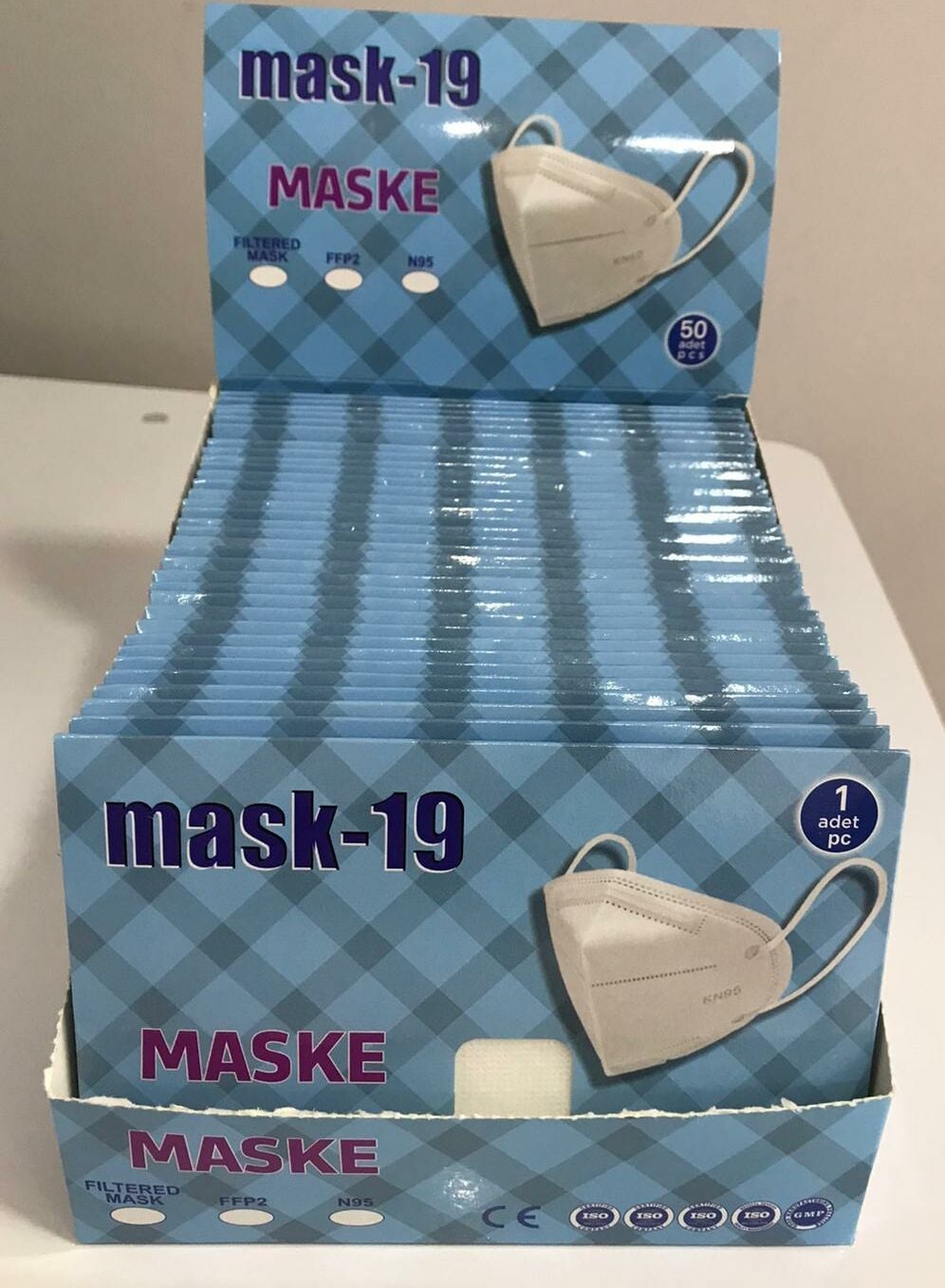 MASK-19 NON-STERIL TEK KULLANIMLIK YUZ MASKESI BEYAZ (50 ADET)