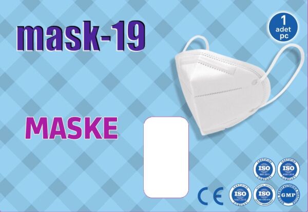 MASK-19 NON-STERIL TEK KULLANIMLIK YUZ MASKESI BEYAZ (50 ADET)