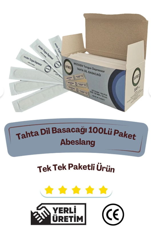 Safmed Tahta Dil Basacağı (Steril Abeslang) 100'lü