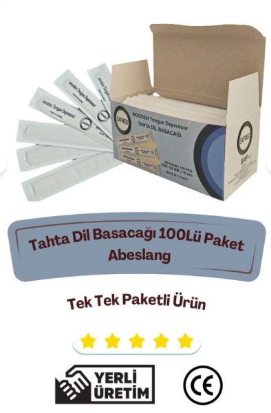 Safmed Tahta Dil Basacağı (Steril Abeslang) 100'lü