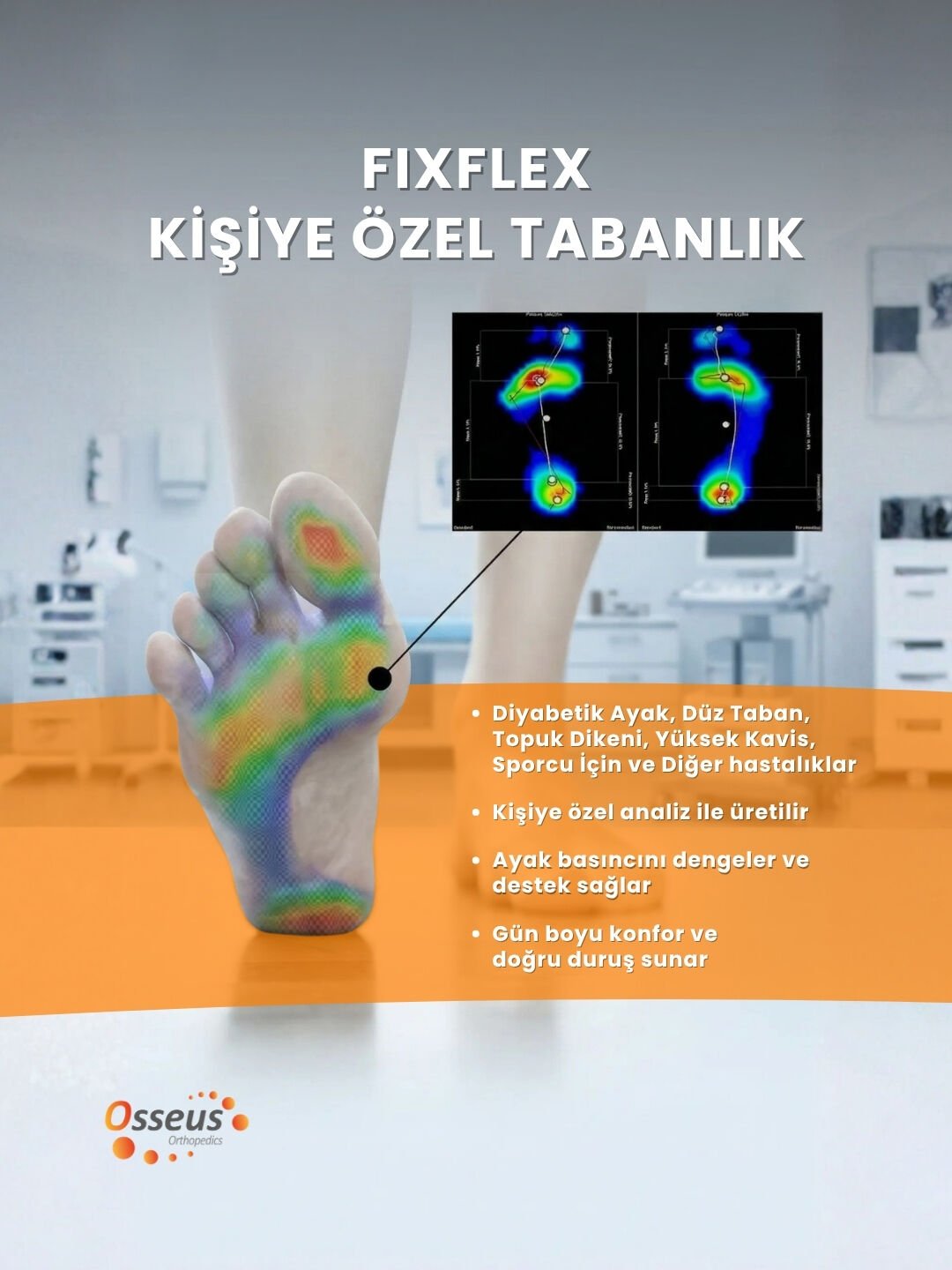 Topuk Dikeni Kişiye Özel Tabanlık (Özel Cihaz İle Analiz Yapılarak Hazırlanmaktadır)