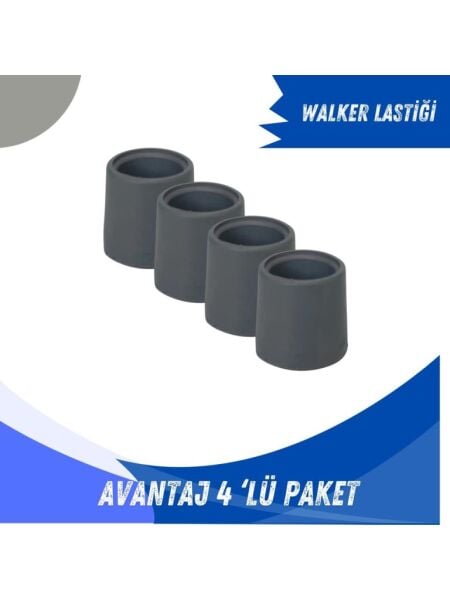 FixFlex Walker Yürüteç Lastiği Yumuşak Kaymaz Taban Yüksek Kalite 4'lü Avantaj Paket Gri