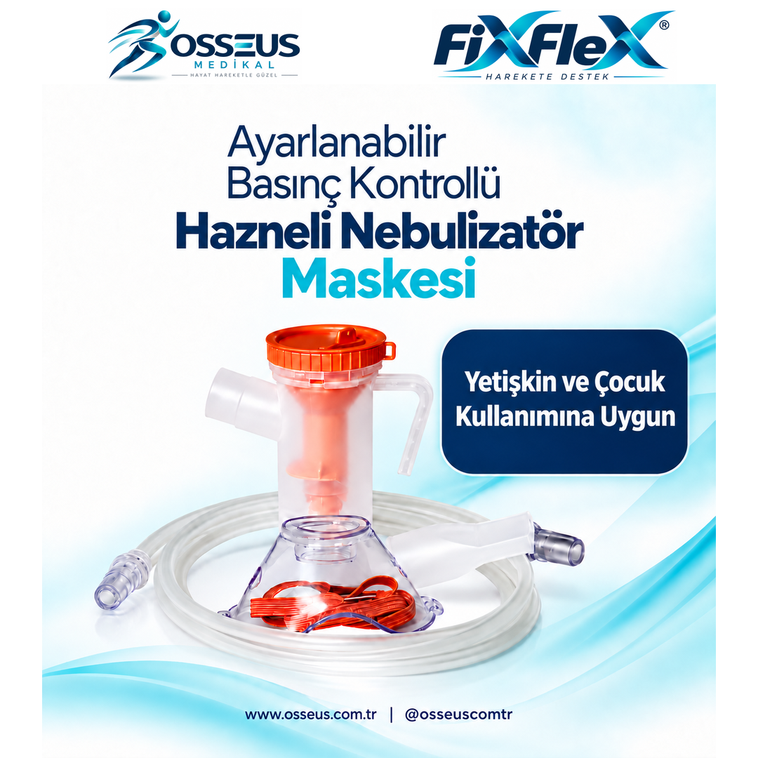 Ayarlanabilir Basınç Kontrollü İlaç Hazneli Nebulizatör Maskesi