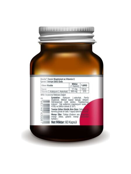 Onvita Demir Bisglisinat & Vitamin C  60 Kapsül