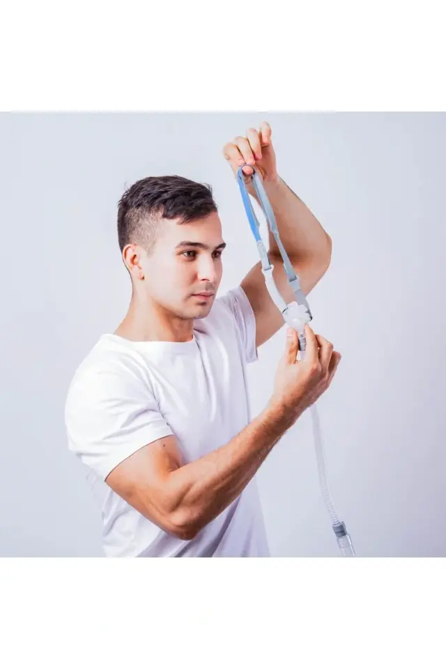 P2 Burun Yastıklı Cpap Maskesi (3 Yedek Başlıklı)