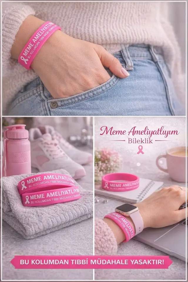 FİXFLEX SİLİKON MEME KANSERİ FARKINDALIK BİLEKLİĞİ - LENF ÖDEM BİLEKLİĞİ - UYARI BİLEKLİĞİ