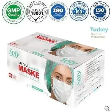 Soly Maske 3 Katlı Lastikli Meltblown 50 adet Beyaz