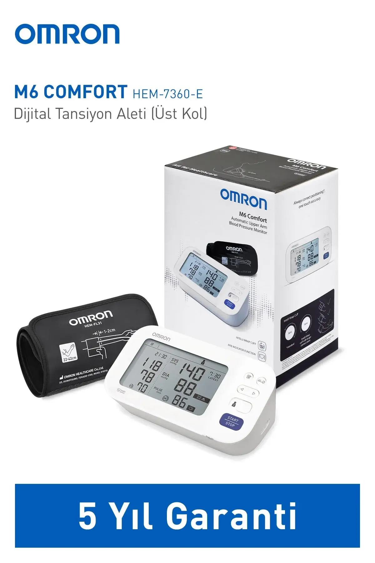 Omron M6 Comfort AFib HEM-7380-E Koldan Ölçer Tansiyon Aleti