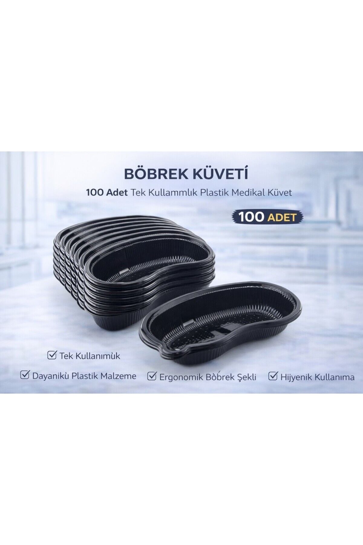 Ayset Böbrek Kuvet (Plastik) 100 Adet