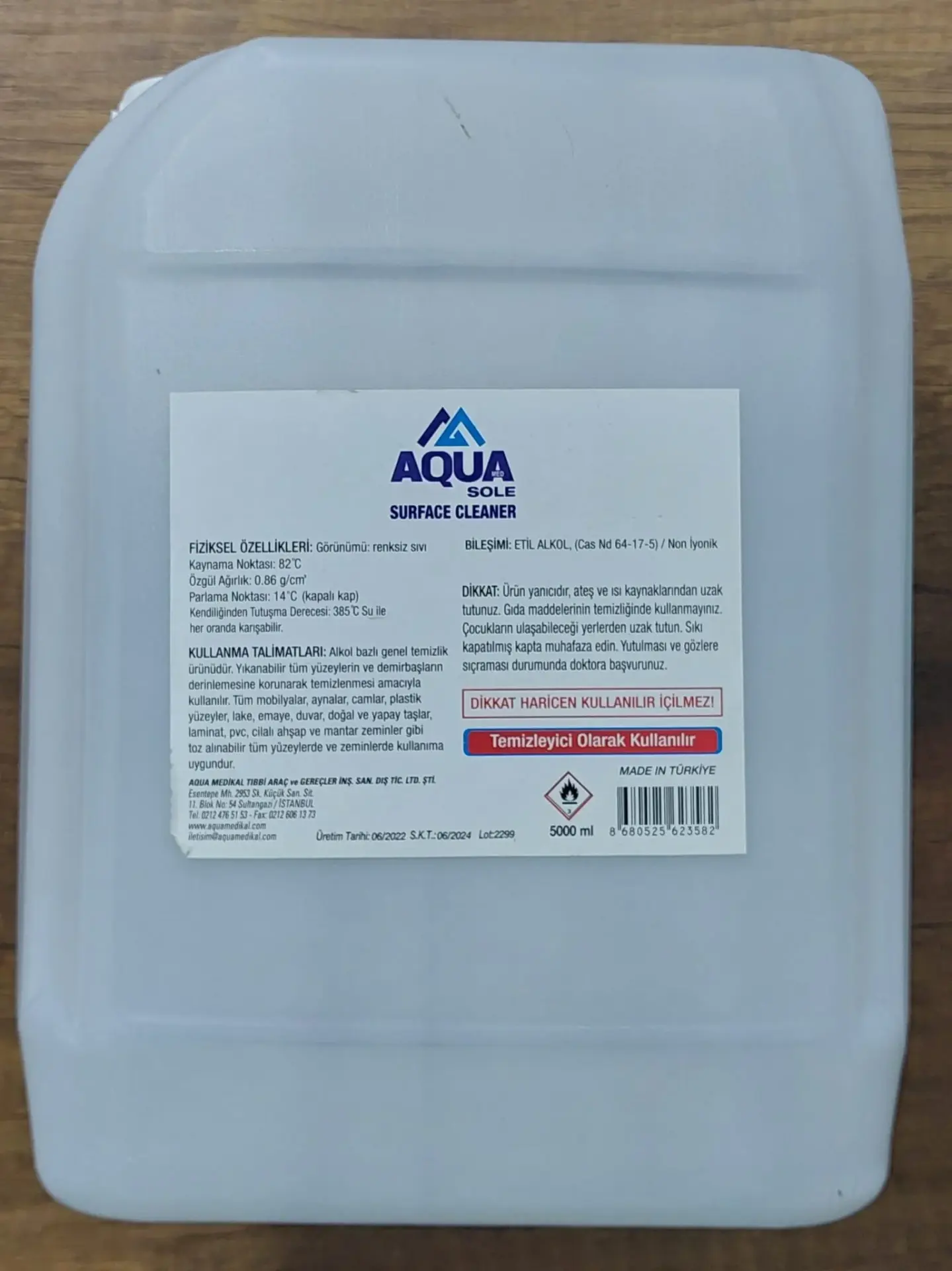 Aqua Yüzey Dezenfektanı 5 LT Bidon